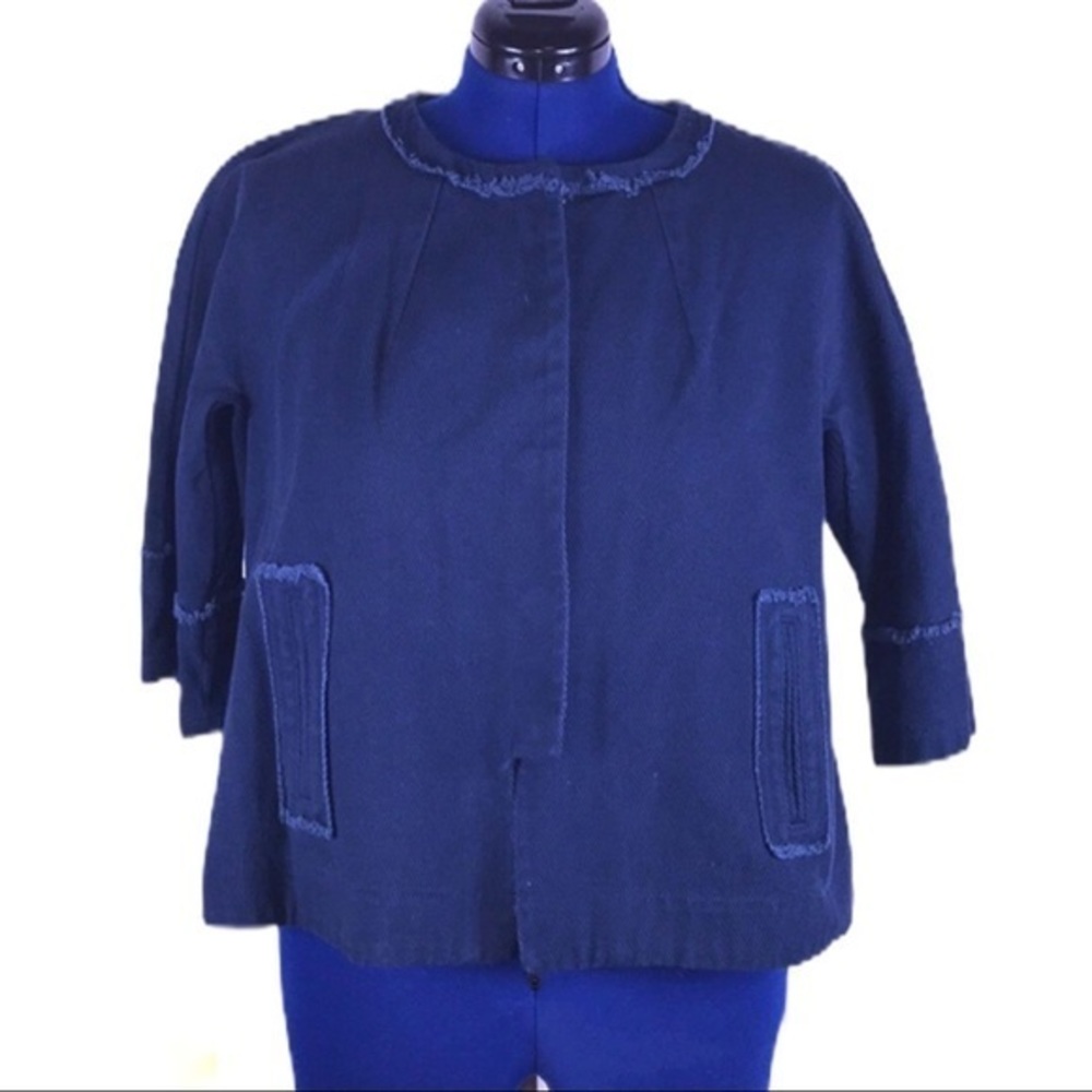Simply Vera Vera Wang XL blue corduroy 3/4 sleeve raw detail snap up jacket